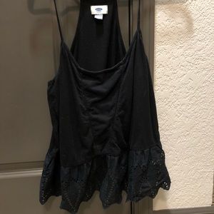 Black ruffle peplum tank